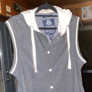 American Rag sleeveless varsity button up sweater jacket